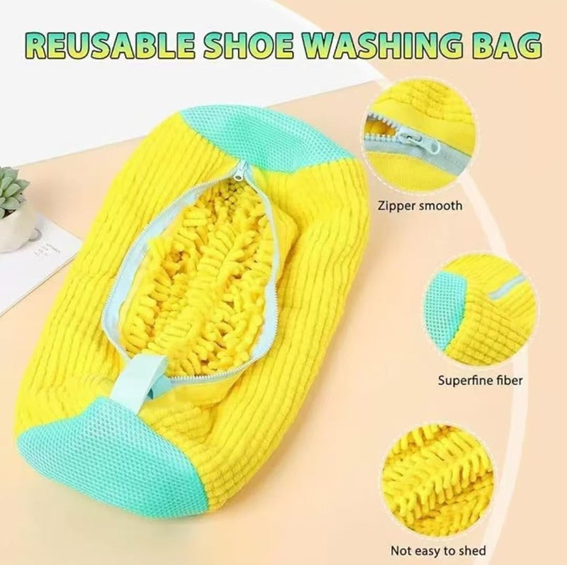 Fachoige Laundry Shoe Bags for Washing Machine,4Pcs Shoe Washing Bag Shoe Laundry Bag for Washer and Dryer Reusable Shoe Washing Bags Shoe Washing Machine Bag (Yellow-4Pcs) - Image 5